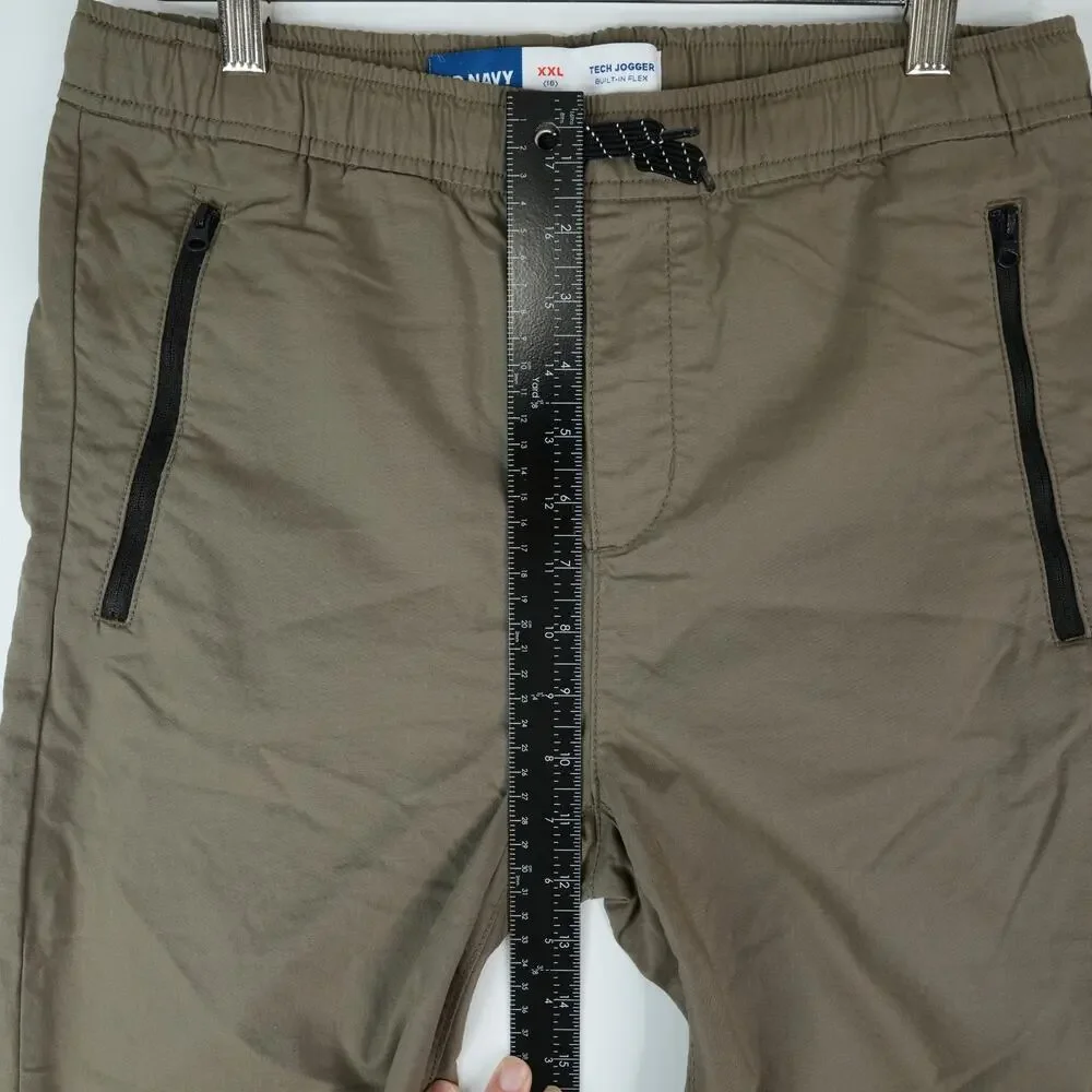 Old Navy Tech‎ Jogger Youth XXL (18) Brown Built in Flex Zip Pockets Drawstrings